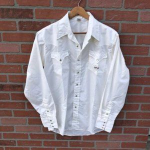 Gilley's TX Mens Cream White Pearl Snap Western Cowboy Shirt Logo Large